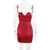 Casual Dresses Red Sexy Rhinestone Glitter Female Mini Dress Metal Chain Backless Bodycon Spaghetti Strap Party Cloth