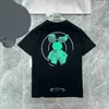 여름 면화 남성용 T 셔츠 CH 만화 토끼 산스크리트 말굽 프린트 짧은 슬리브 디자이너 크로스 캐주얼 스타일 스트리트 스트리트 커플 티셔츠