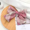 Hårtillbehör gratis Epacket 10st Korean Janpanese High School Girls Uniform Barrette Bow Women Big Plaid