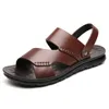 Sandaler Summer Mens Leather Sandal Soft Bekväm lättmock Mockasin Mänskor Beach Vandring Halva tofflor Storlek 38-44