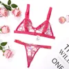 HBPWOMEN'S LAGEE LINGERIE مجموعة التطريز من ثلاث نقاط شبكة داخلية BRASSIER