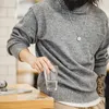 Мужские свитера Maden Vintage Серый смешанный свитер с воротником 2023 Зимний однотонный теплый джемпер Классический трикотаж Повседневный вязаный пуловер
