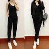 Womens Two Piece Pants Autumn Knitted Set Solid Sexy Tank Top Long Sleeve Zipper Cardigan Elastic Waist 3piece Tracksuits Wear 231120