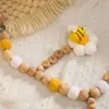 Grzechonki komórki łańcucha wózka dla niemowląt kreskówka pszczoła szydełka koraliki szopka mobilny wózek grzechotka drewniana zabawki dla niemowląt ząbek