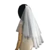 Velo velo da sposa per la sposa corta pizzo floreale Applique Due strati con pettine Wedding Women