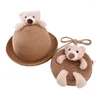 Bérets coréen dessin animé ours enfants chapeau de soleil sac ensemble printemps été marque bride chapeaux de plage pour garçon fille enfant large bord casquette