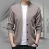Men's Sweaters Men Fall Winter Cardigan Sweater Knitted Single-breasted Long Sleeve Buttons Pockets Stand Collar Mid Length Coat