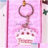 Party Favor Pink Princess Blue Prince Crown Design Key Chain