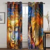 Cortina personalizada pedra estátua de buda ouro zen cortina 2 peças cortinas de janela fina para sala de estar decoração de quarto