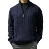 Pulls pour hommes pull hommes chaud pull tricoté solide mode col roulé demi-zip 100 coton manteau d'hiver décontracté 8509 231121