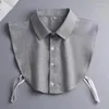 Bow Ties Adult Collar Fake Shirt Ruffle Edge Exquisite Solid Color Gray For Men Business Detachable Winter Decor