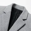 メンズウールブレンドメンズ長い冬のジャケットカシミアトレンチコート高品質の男性ビジネスカジュアル4XL 231120