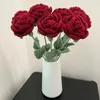 Decorativo 1 moderno ed elegante fiore simulato decorazione della casa tavolo da pranzo lavorato a maglia rosa bouquet singolo fiore artificiale di nozze 231121