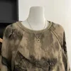 Felpe con cappuccio da donna Bugilaku Streetwear Moda donna Tie Dye stampato O-Collo Felpe a maniche lunghe Donna Allentato Casual Top tutto-fiammifero