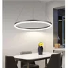 Nyhetsartiklar Modern LED -ljuskrona Circle Ring Taklamp Lysterrum Dekor för sovrum Kök Matsal Hängande heminredning 231121