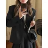 Women's Suits Black Shoulder Suit Jacket Thin Slim-fit Office Lady All-match Single-breasted Work Graduation Interview Blazer Top