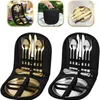 Servis uppsättningar camping bordsartikit kit cutlery arrangörs redskap picknick uppsättning 10 stycken röra rostfritt stål platta sked smör och serrerad