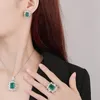 ネックレスイヤリングセットShzhuang bao copper Bottom Gold Mold Fashion Imitation Emerald Vintage Charm Pendant for Women 10 14-7 9