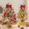 Julekorationer 45 cm Desktop Mini Small Xmas Christmas Tree With Led Light Home Party Diy Decor Year Ornament Santa Claus Xmas Kids Gifts 231120