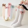 Kindersocken 4 Paar Kinderstrümpfe Herbst Winter Schleife gestrickte dicke Baumwollstrumpfhose für Mädchen Modeschule Teenager Kinder Kniestrümpfe 231121