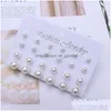 Stud Women Earrings 12 Pair/Set Beige White Pearl Simple Fashion Wedding Jewelry For Gift Valentines Day Drop Delivery Jewelr Dhgarden Otscv