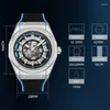 Wristwatches HANBORO Mens Luxury Watches 42mm Automatic Watch Skeleton Mechanical Wristwatch 50M Waterproof Luminous Miyoto 8215 Rubber