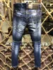 DSQ Slim Blue Męskie dżinsy DSQ2 Dżinsy Classic Hip Hop Rock Moto Design Zakażony dżins DSQ2 Dżinsy 188
