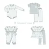 Clothing Sets Thanksgiving Long Sleeve Round Neck Romper Trucks Embroidery Jumpsuit Mint Girls Suit Lattice Outfits Boy Clothes Set