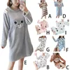 Vêtements de nuit pour femmes hiver épaissir flanelle à manches longues chemise de nuit mignon dessin animé Animal ours imprimé doux étudiant lâche genou longueur femmes '