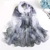 Foulards Mode d'été Femmes Foulard Mousseline de soie Georgette Imprimé Floral Foulard en soie Châles Femme Longues Wraps Plage Crème Solaire Musulman Hijab