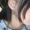 Dingle örhängen 1Pair Vintage Pentagonal Star Stud for Women Girl Gothic Y2k Punk Fashion avtagbar Hip Hop -smycken