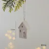 Christmas Decorations Nordic Ceramic Mini Snowy House Pendant Decoration Crafts Hollow Scene Layout Party 231120