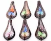 Ожерелья с подвесками оптом, 6 шт., муранское стекло лэмпворк ручной работы, смешанные цвета, ожерелье с цветком