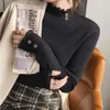 designer fashion top brand Half high collar bottom sweater for women in autumn and winter 2023 new slim fitting inner layer knit top versatile lace edge sweater