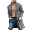 Mélanges de laine pour hommes automne hiver mode manteau en laine couleur unie simple boutonnage revers Long manteau veste mâle épaissir chaud veste décontractée 231120