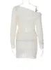 Casual Dresses Avrilyaan 2023 White Knitting Two Piece Set Long Sleeve Top Mini Skirt Women Elegant Nightwear Party 2