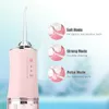 Outra Higiene Oral Irrigador Oral Portátil Dental Water Flosser USB Recarregável Water Jet Floss Tooth Pick 4 Jet Tip 220ml 3 Modos IPX7 1400rpm 231120