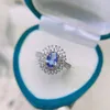 Cluster Rings Lanzyo 925 Sterling Silver Blue Tanzanite Trendy Natural Jewelry Simple Simple Open Wholesale 5 7mm J0507