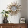 Wall Clocks American Wrought Iron Luxury Crafts Decoration Home Livingroom Retro Mural Silent Glass Clock Art Ornaments
