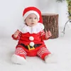 Kläder sätter babykläder kläder Santa Claus Costume för babys pojke tjej långärmad romper toppar och hatt 3 st födda kläder 231120