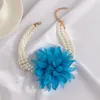 Choker Ailodo Elegant Pearl Chain Big Flower Necklace for Women Romantic Party Wedding Fashion Juwelse Girls Gift 2023