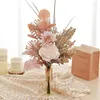 Flores decorativas Pampas artificial para decorações de casamento Peceita central peony bouquet Champagne Big Fake Roses Home Table Room Diy DIY