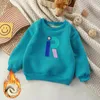 Hoodies Sweatshirts 2023 Kış Sıcak Erkekler için Kış Sıcak Kırık Plus Velvet Sweatshirt Moda Mektubu Yokluk Tops 1 10 Yıllık Çocuk 231120