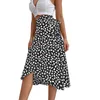 Jupes été longue Maxi femmes mode Simple blanc noir imprimé à pois fendu taille haute enveloppe solaire une ligne femme 230420