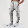 Męskie spodnie biegające do joggingu czarne luźne joggery streetwear swobodny sport