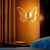 Lâmpada de parede borboleta led iluminação interior casa quarto mesa cabeceira sala estar decoração nordic interior luz arandelas