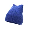 Berets Autumn Winter Sweet Cute Ears Angora Fur Wool Beanie Hat Female Korean Version Fashion Warm Twist Knitted Cold