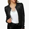 Kvinnors jackor bling lyxuppmärksamhet mode kappa glittrande glitter kort blazer slätfodrad kvinnor sexig klubbfest paljettjacka