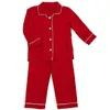 잠옷 어린이 크리스마스 빨간 옷깃 파자마 세트 긴 슬리브 탑 포트 유아 소녀 소년 가족 잠옷 231121