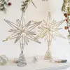 Christmas Decorations 2024 LED Sparkling Five-pointed Star Merry Tree Topper Warm Cristmas For Home Xmas Ornaments Navidad